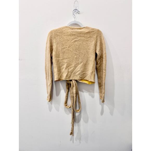 The Elder Statesman Medium Plaited Ballet Wrap Cardigan Oatmeal Women's Size XS - Picture 2 of 6